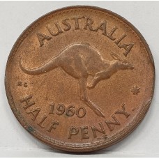 AUSTRALIA 1960Y. HALF  1/2 PENNY . ERROR . MIS-STRIKE
